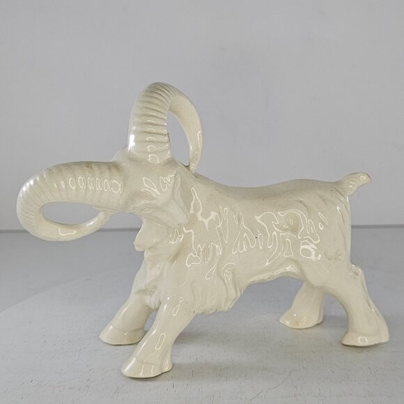 Vintage Ceramic Ram Figurine With Large Curved Horns Japan Goat Ibex Sheep MCM - Picture 2 of 9